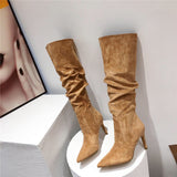 Pointed over the knee high heels