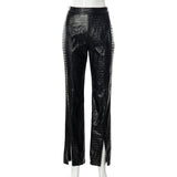 Slim Street Style Straight Leg Casual Leather Pants