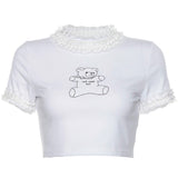T-shirt with exposed navel