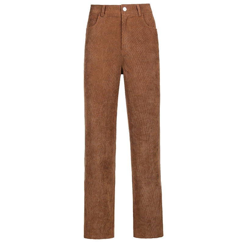 Retro Brown Drape High Waist Pants