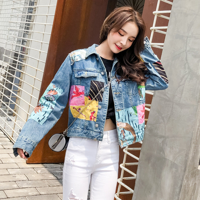 denim jacket cartoon print jacket