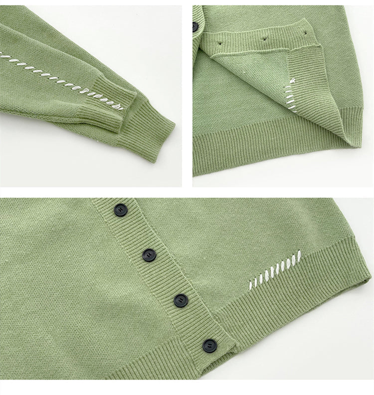 Patchwork Knitted Sweater Cardigan