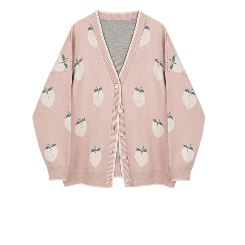 Loose outer wear peach sweater