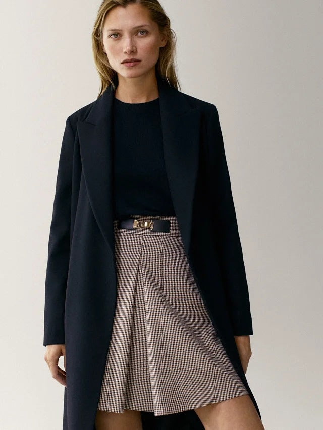 Autumn Winter A Line Houndstooth Skirt
