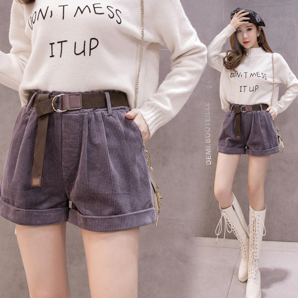 High Waist Corduroy Shorts
