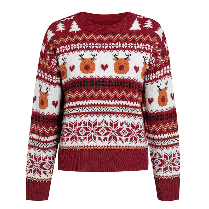 Christmas casual print knit sweater