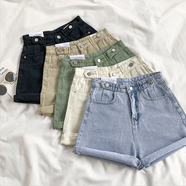 Plain denim shorts