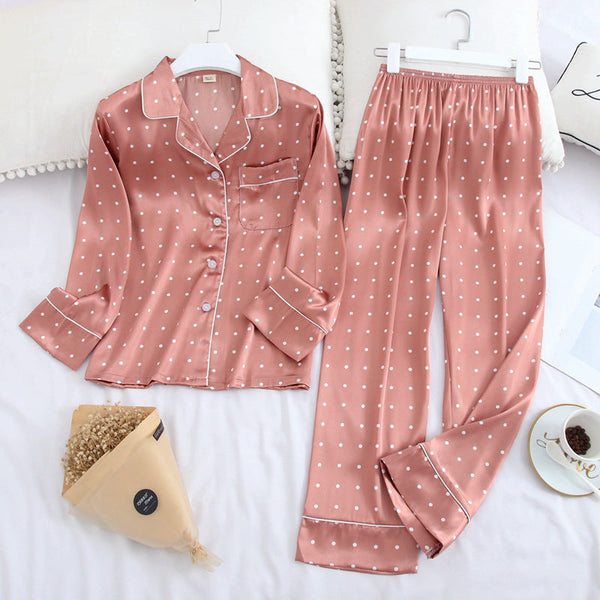 Long Sleeve Simple Lapel Home Pajamas