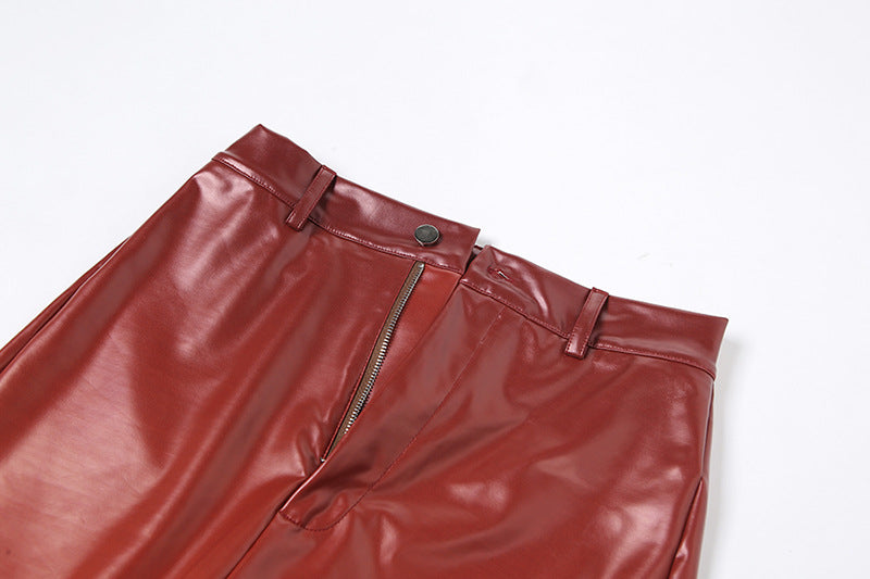 All-match fashionable casual Leather pants