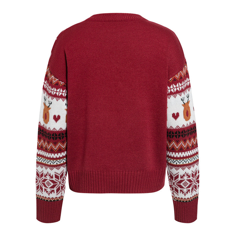 Christmas casual print knit sweater