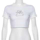 T-shirt with exposed navel