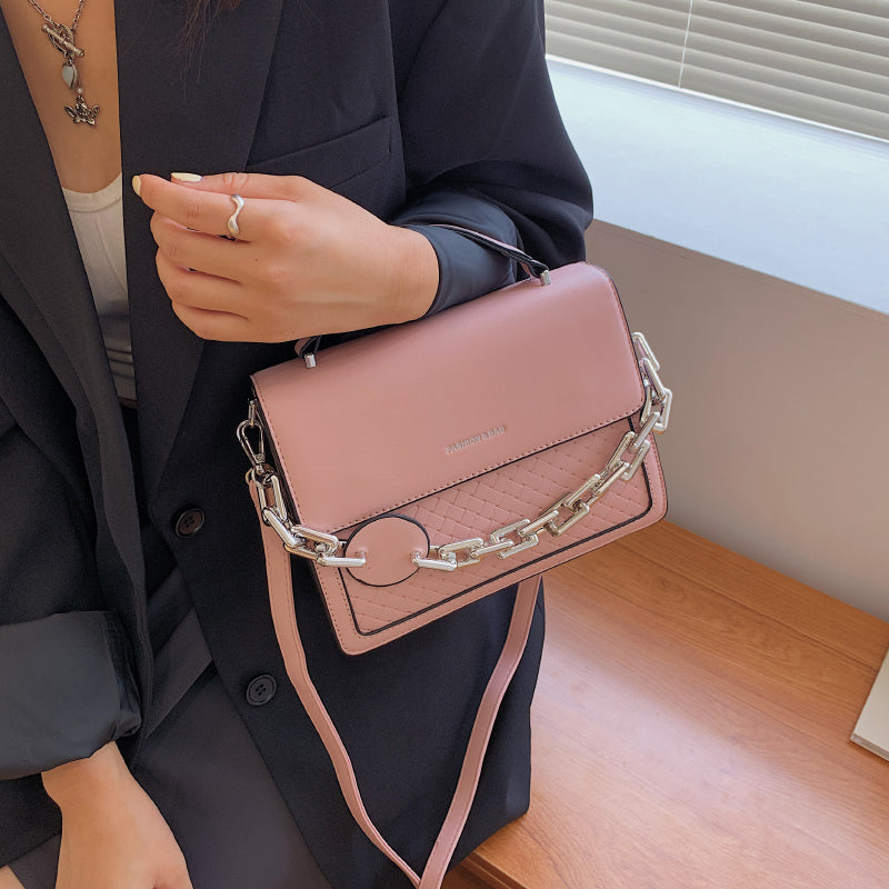 Solid Color Letter Flap Organ Crossbody Bag