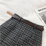 Plaid anti light high waist A-line skirt