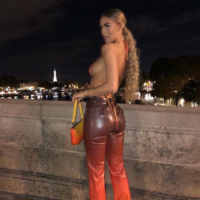 All-match fashionable casual Leather pants