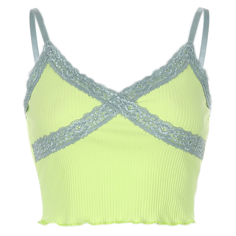 Navel lace pit strip dense side camisole