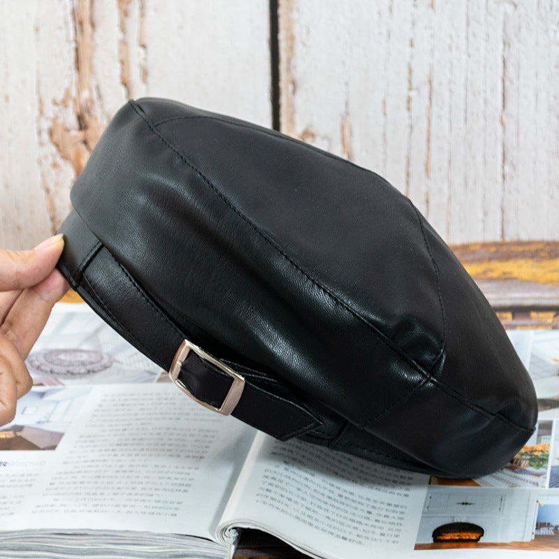 Pu Leather Square Buckle Hat