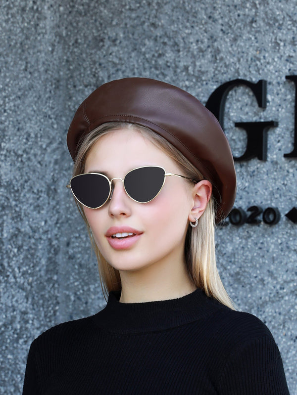 Autumn And Winter Pu Beret Hat