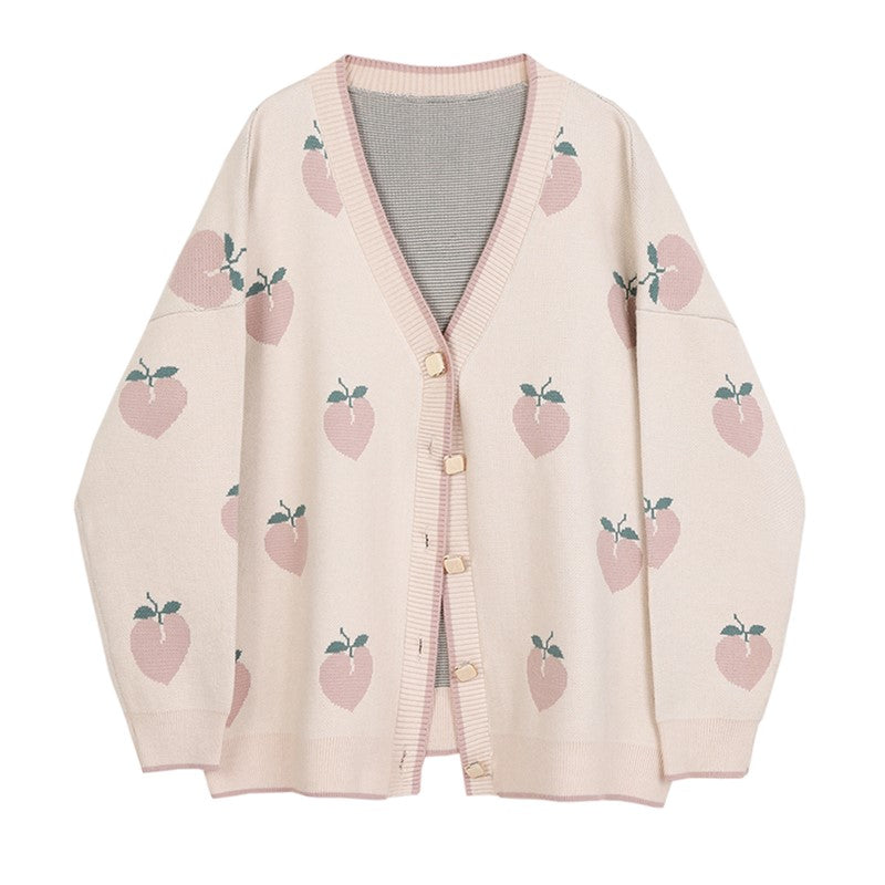Loose outer wear peach sweater