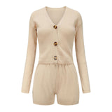 Two-piece casual sweater shorts suit