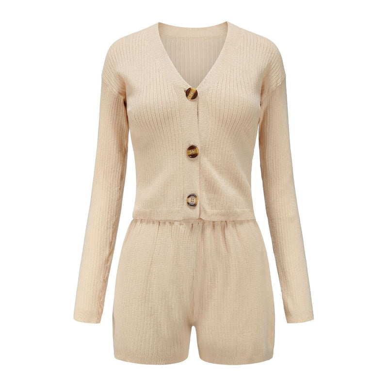 Two-piece casual sweater shorts suit