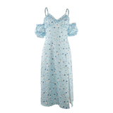 Sexy V-neck Fungus Edge Tube Midi Dress