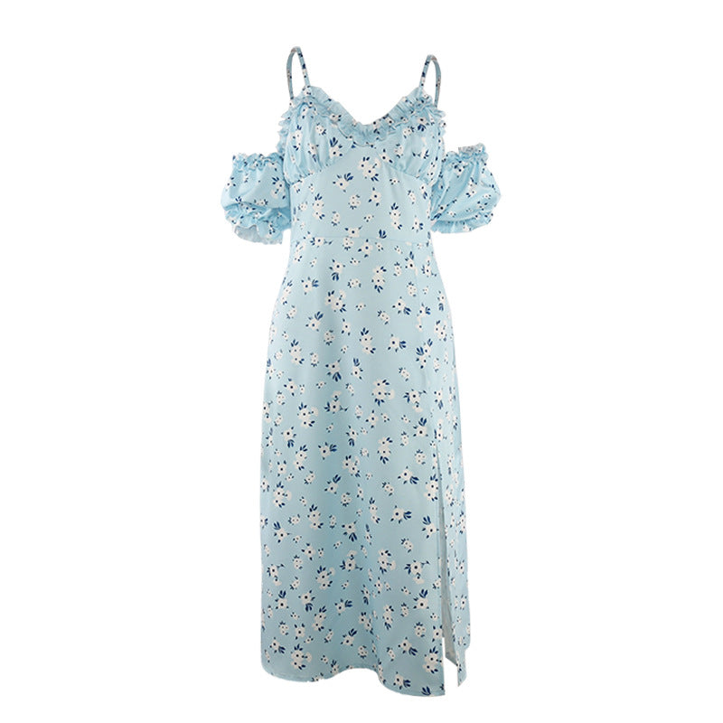 Sexy V-neck Fungus Edge Tube Midi Dress