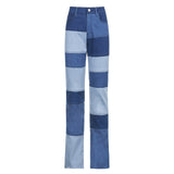 Contrasting High-rise Straight-leg Jeans