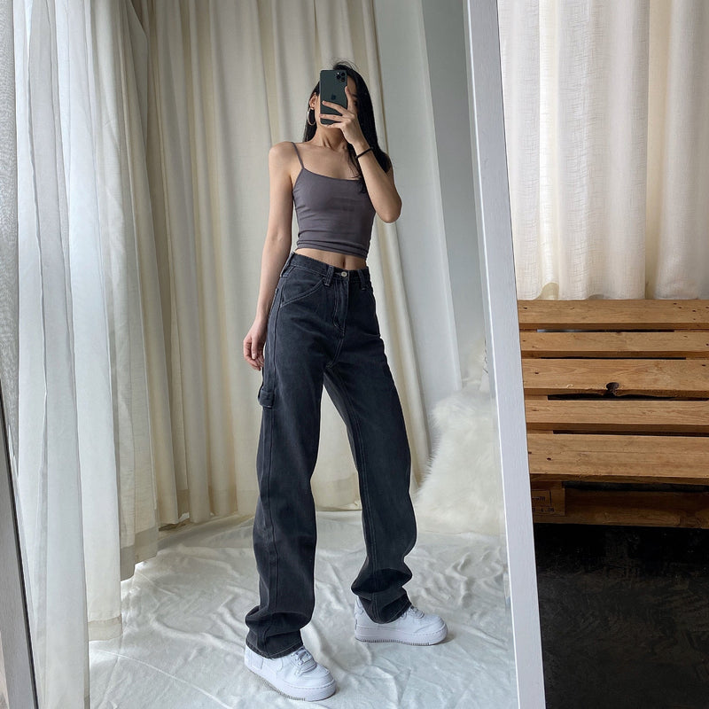 casual high waist loose jeans