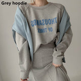 Small Letter Print Double Sided Hoodie High Waisted Skirt