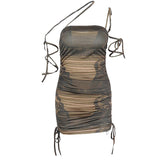 Fashionable One-Shoulder Tie-Up Slim Fit Hip Dress