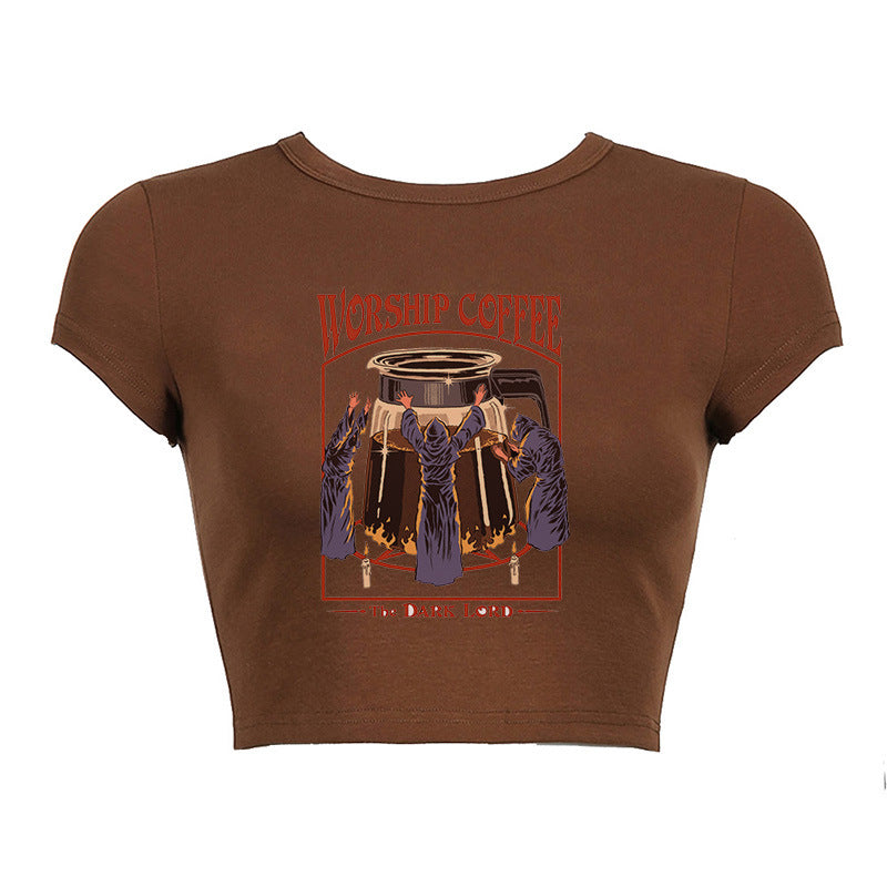 Round Neck Short Print Shirt