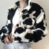 Black And White Cow Print Short Jacket