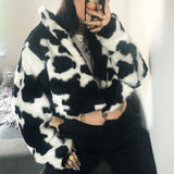 Black And White Cow Print Short Jacket