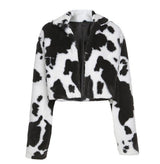 Black And White Cow Print Short Jacket