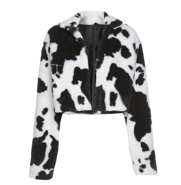 Black And White Cow Print Short Jacket