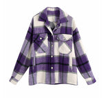 Stylish Pockets Oversized Plaid Jacket