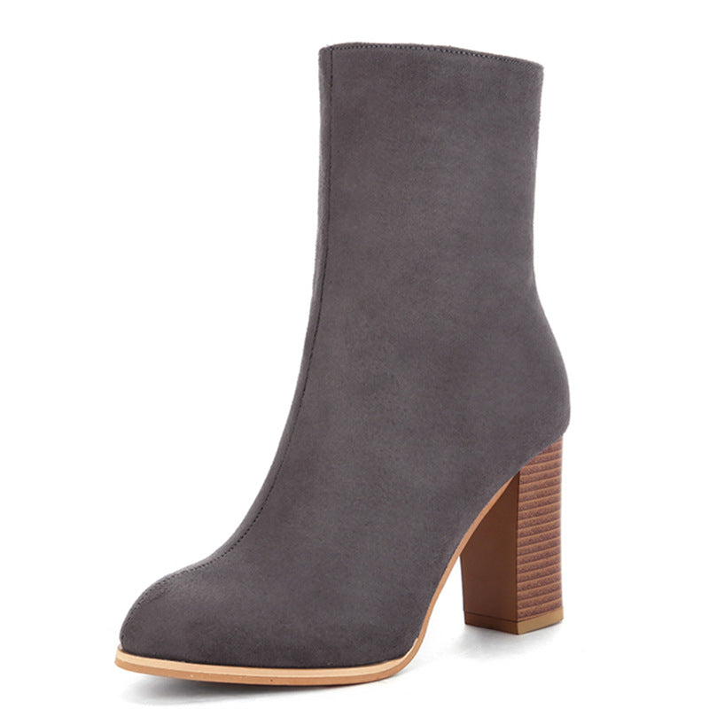 Back Zipper Pointed Toe Casual Mid-tube Women's Boots