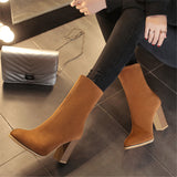 Back Zipper Pointed Toe Casual Mid-tube Women's Boots