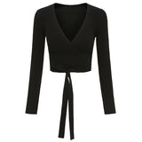 Sexy Cross V-neck Tie Sweater