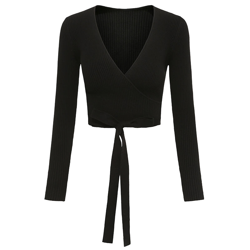 Sexy Cross V-neck Tie Sweater