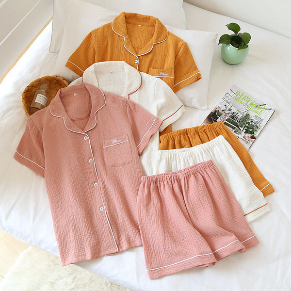 Crepe Short Sleeve Shorts Suit