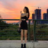 Sling V-neck Halter Sexy Hollow Slim Fit Hip Dress