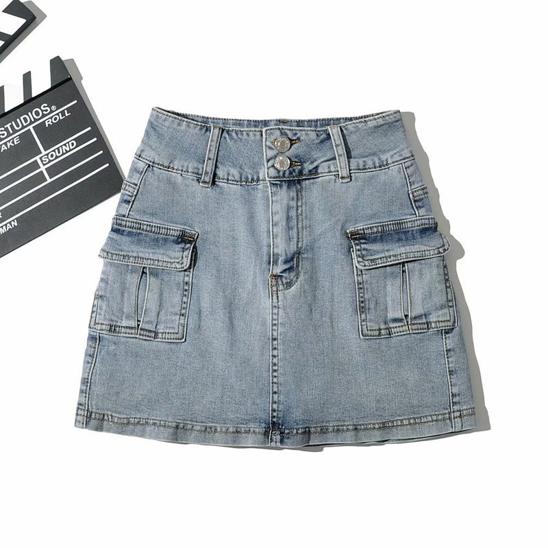 High Waist Bag Hip Tooling Skirt Denim Skirt