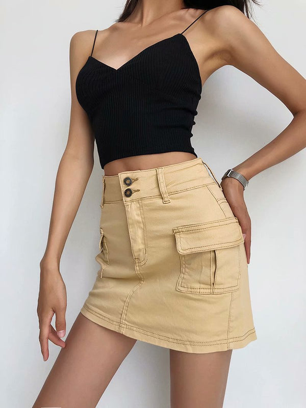 High Waist Bag Hip Tooling Skirt Denim Skirt