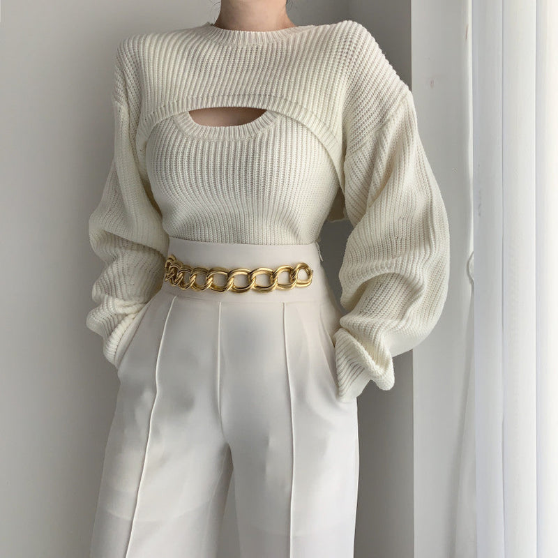 Short Sweater Layered Sweater