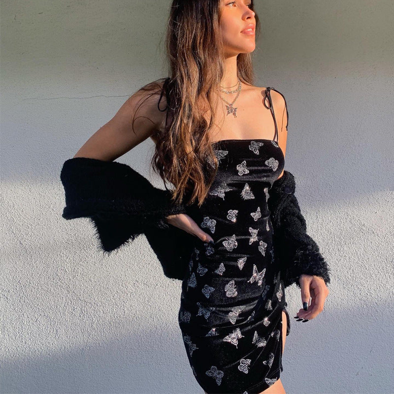 Retro Glitter Butterfly Dress