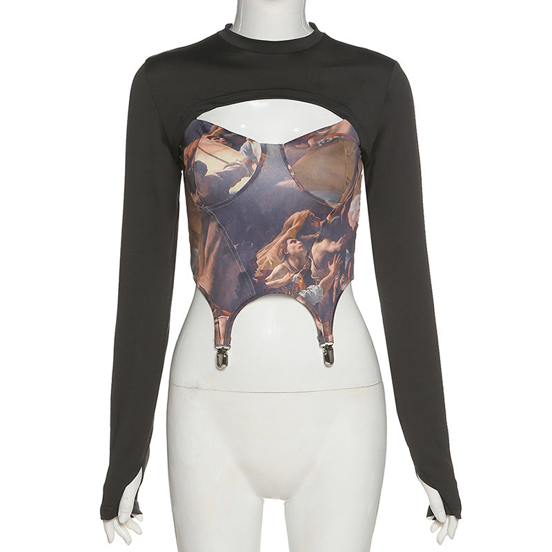 Two-piece Sling-neck Slim-fit Mini Vest