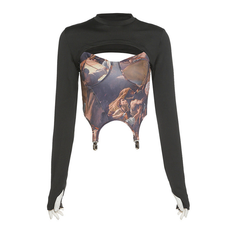 Two-piece Sling-neck Slim-fit Mini Vest