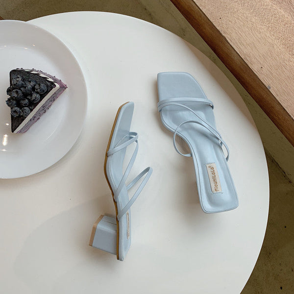 Square Head Thick Heel Sandals