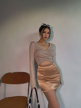 High Quality Elastic Luster Satin Bread Hip Skirt